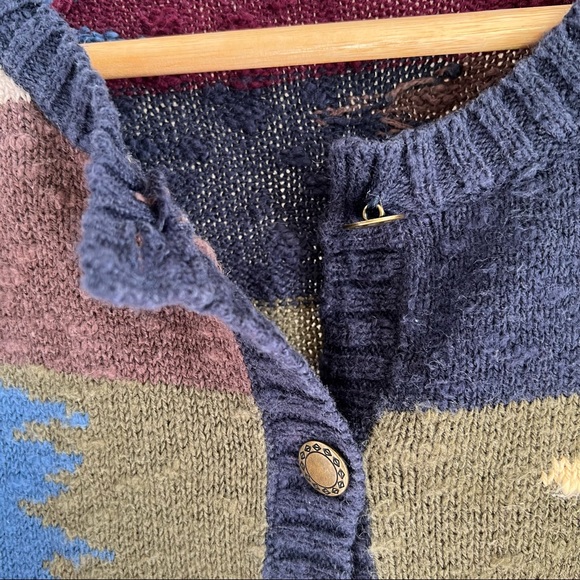 Vintage Christopher & Banks Multicolor Patchwork Style Cardigan Sweater Large - Picture 2 of 4